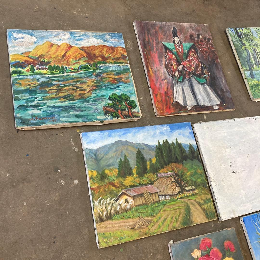 作者不明 大量 F10 F6 F4 油彩キャンバス 油絵 古画 まとめ売り