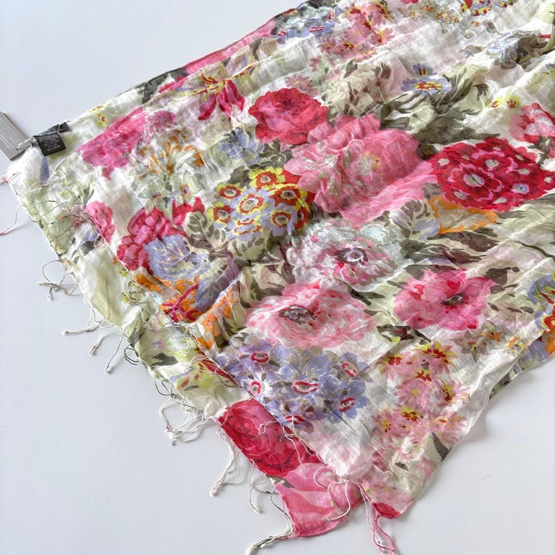 新品♡　EPICE　エピス　リネンコットン　フラワー　ストール　花柄　ピンク　麻