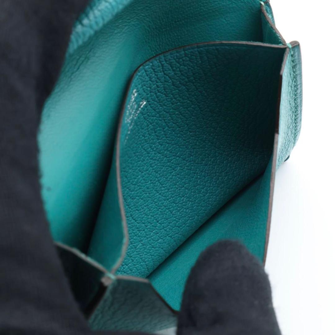 【極美品】HERMES ベアンミニ シェーブル　グリーン系二つ折り財布