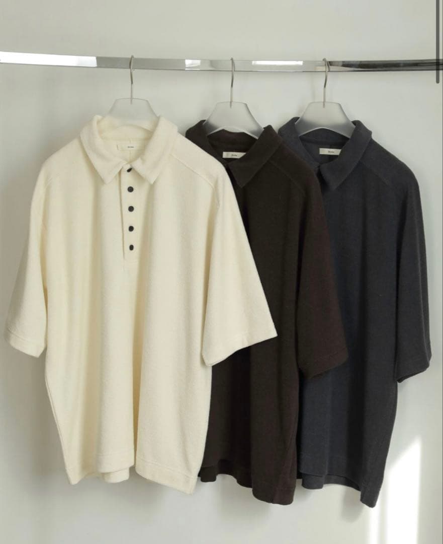 anuke アンヌーク Pile Polo Tops チャコールグレー パイル