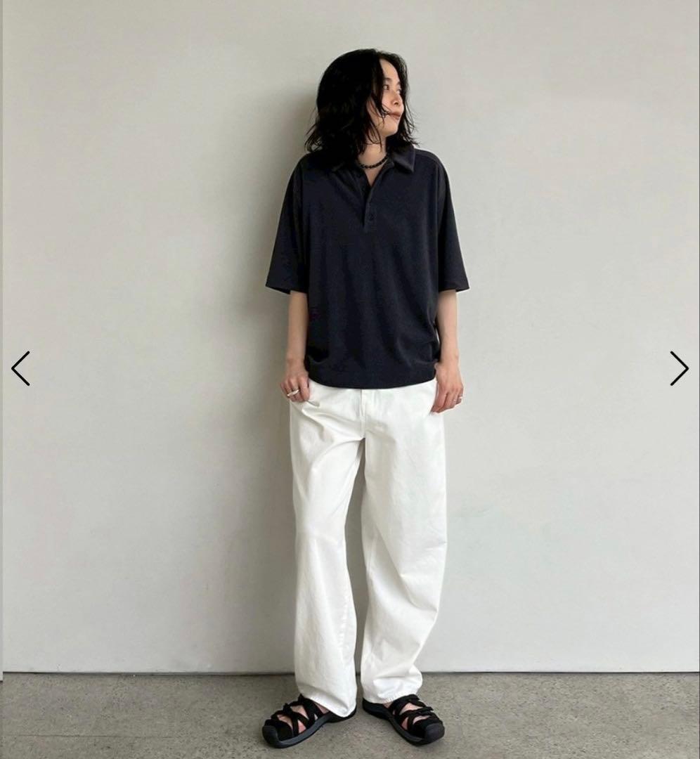 anuke アンヌーク Pile Polo Tops チャコールグレー パイル