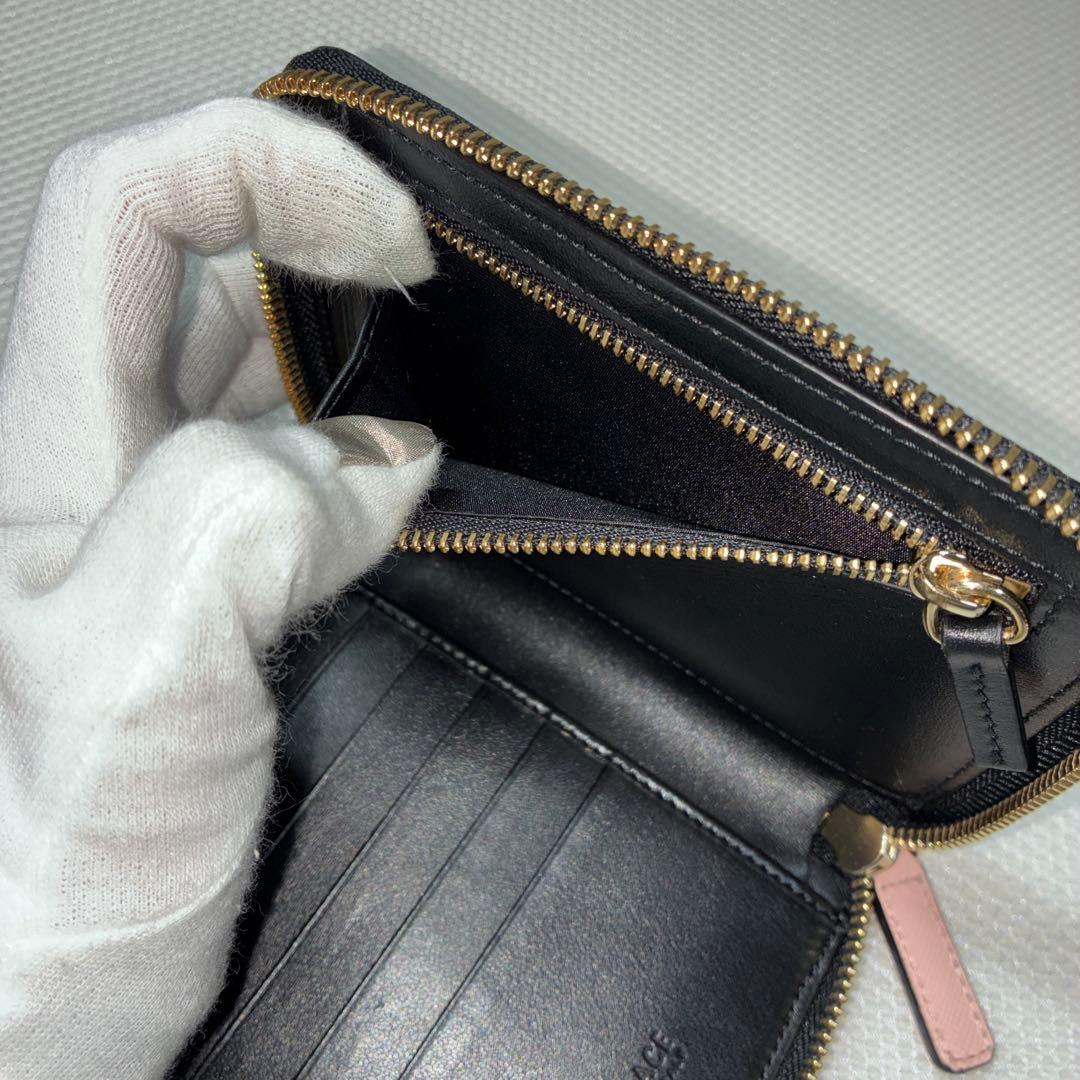 【未使用品】ヴェルサーチ ブラッシュカーフ レザー 折り財布 ピンク 箱付き