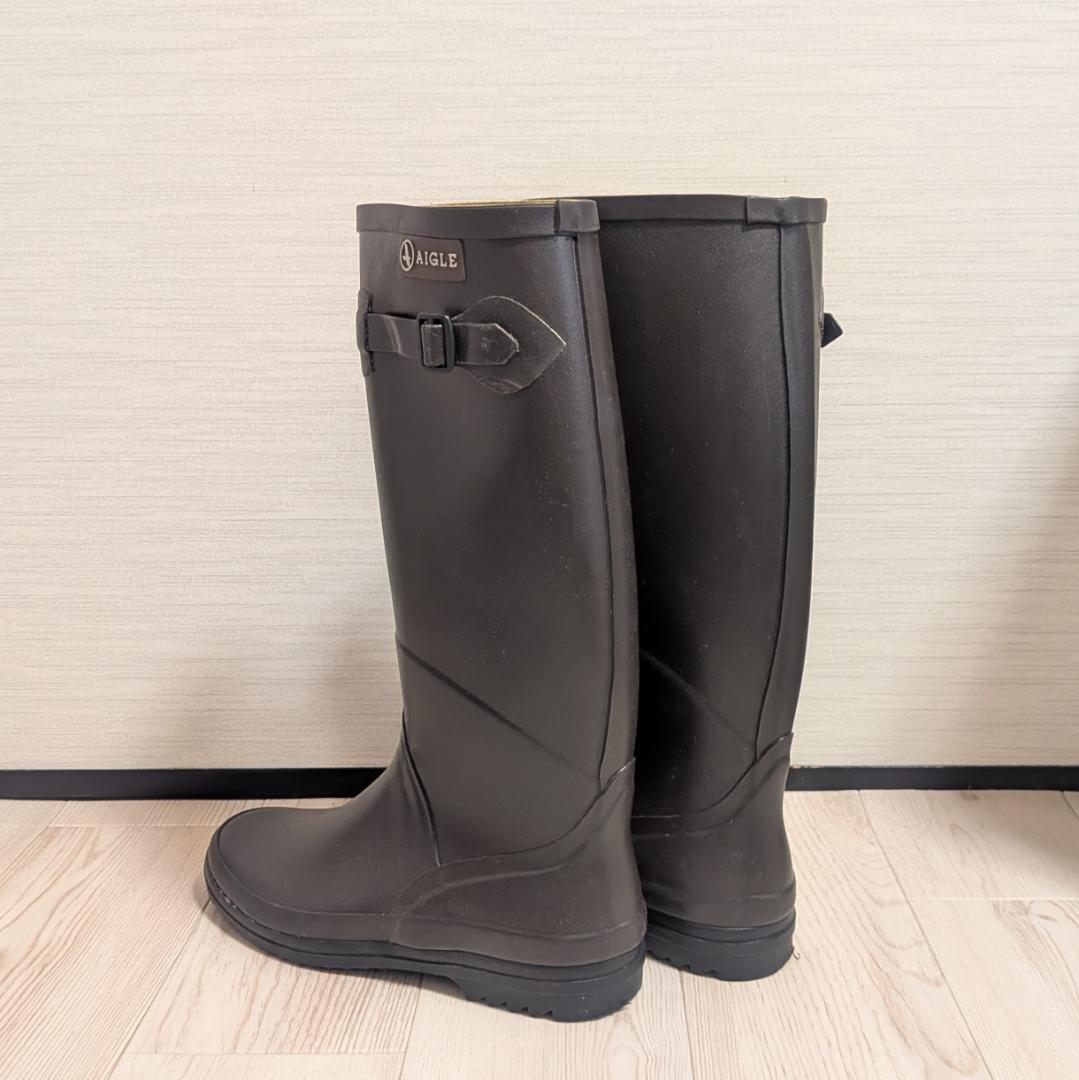 AIGLE エーグル シャンタベル ラバーレインブーツ ロング 38 ブラウン