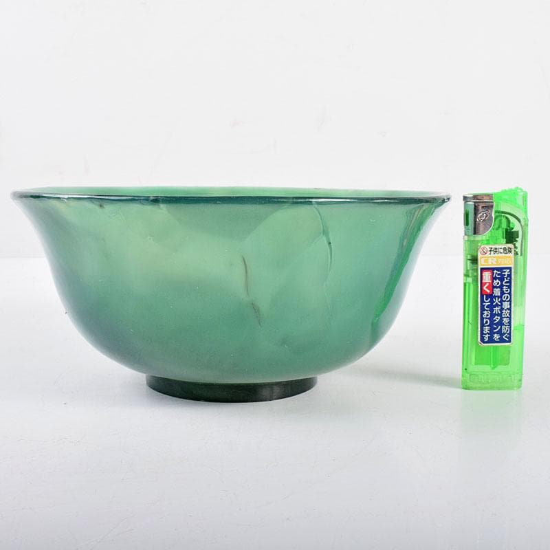 茶九　中国　緑瑪瑙彫刻　鉢　M　R4156