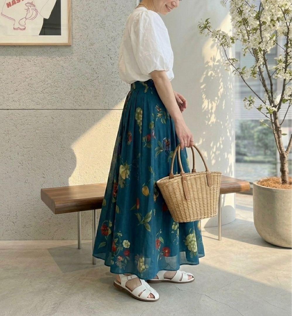 ⭐️極美品CABaNボタニカル ギャザースカート シルク トゥモローランド