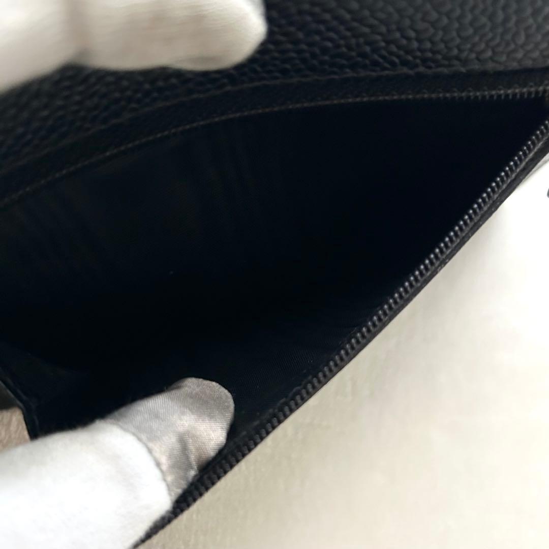CHANEL シャネル 三つ折り財布 折り財布 キャビアスキン 黒