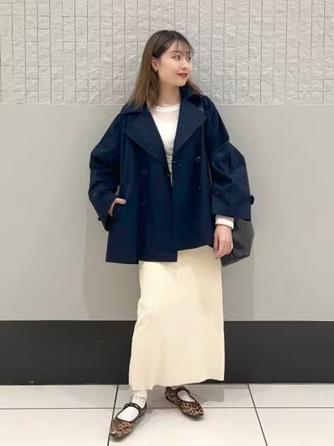 未使用◇ローリーズファーム ショートボリュームトレンチコート ネイビー