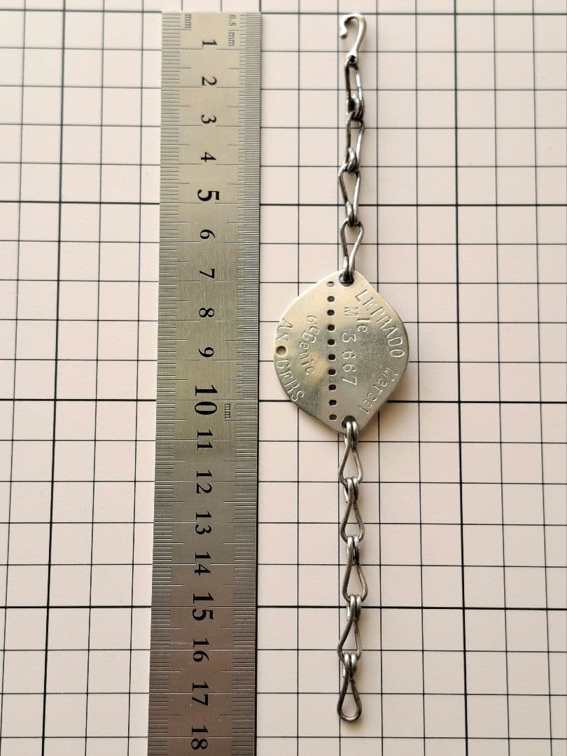 【全長17.5cm】フランス軍 WW2 ミリタリー ドッグタグ ブレスレット