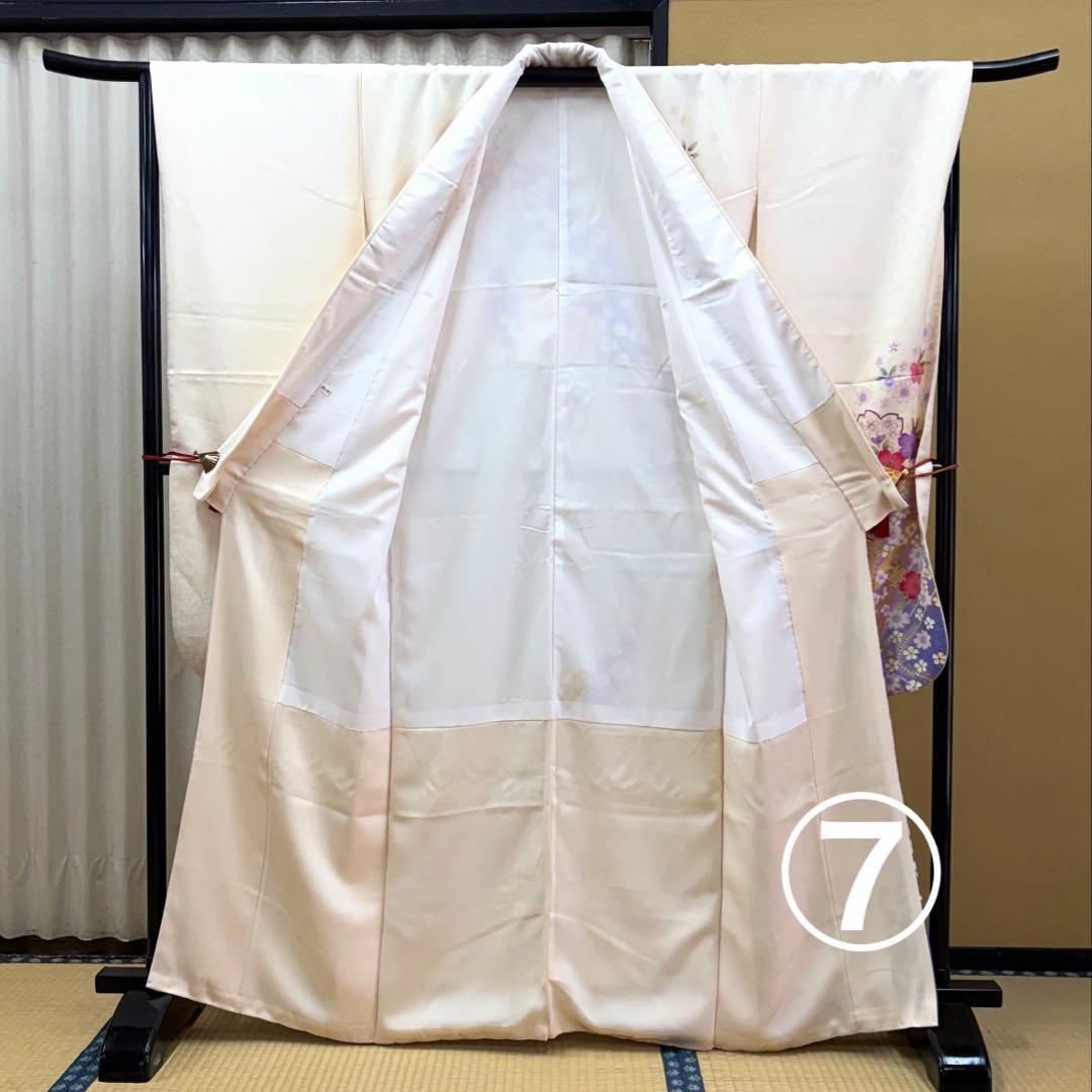 正絹振袖 グラデーション花柄振袖 白色