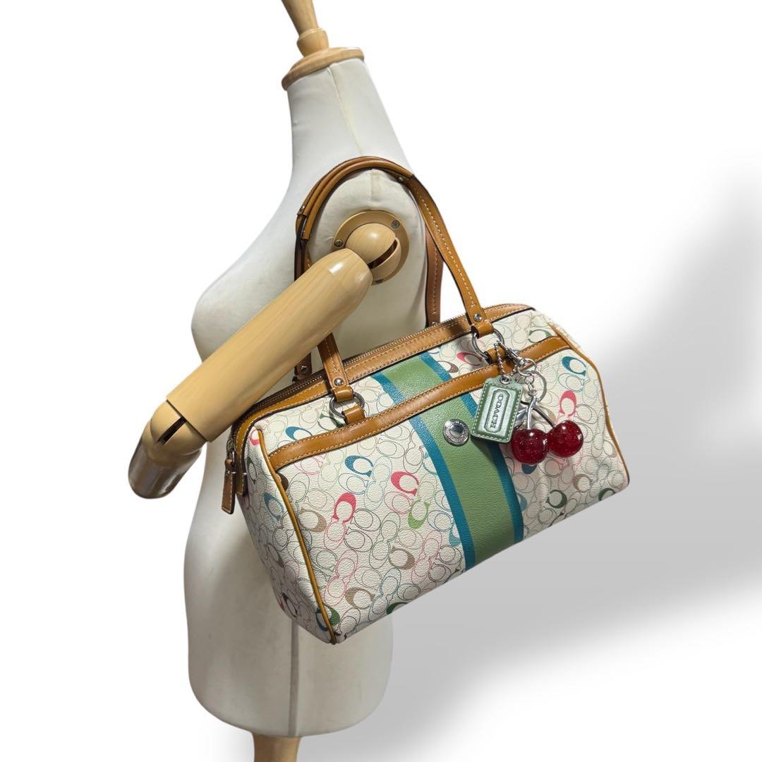 バッグ Coach Signature Colorful Mini Boston Bag