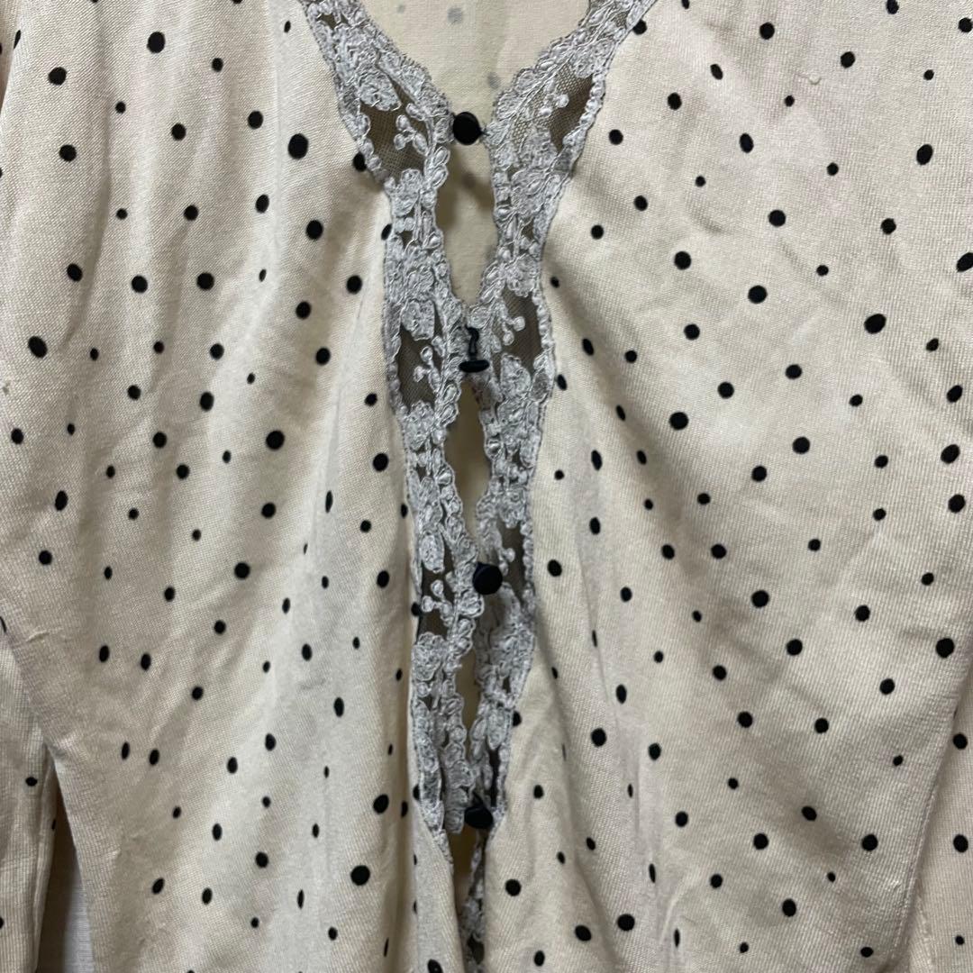 MaxMara マックスマーラ アイボリー 水玉模様 レースカーディガン