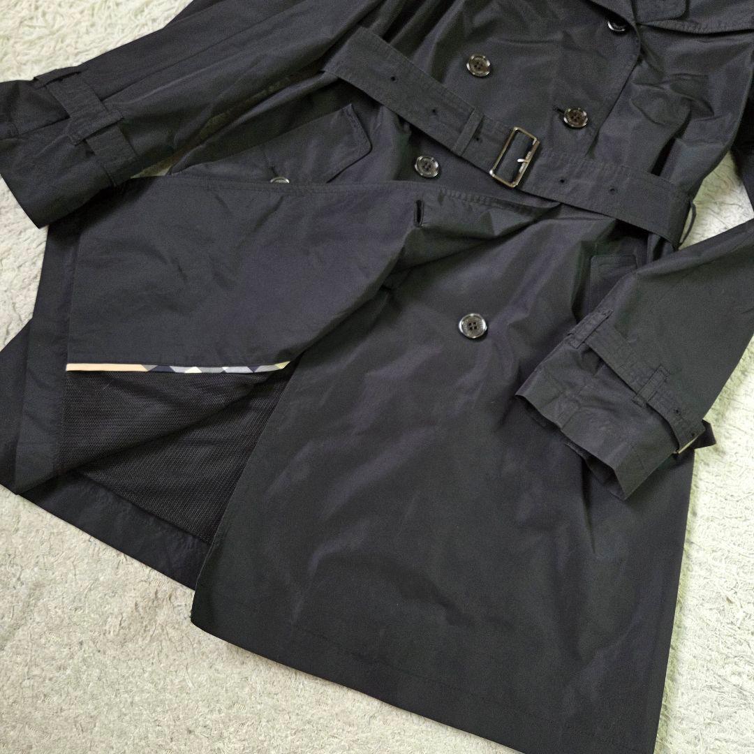 美品 バーバリー フーデット トレンチコート ポリエステル ブラック サイズ M