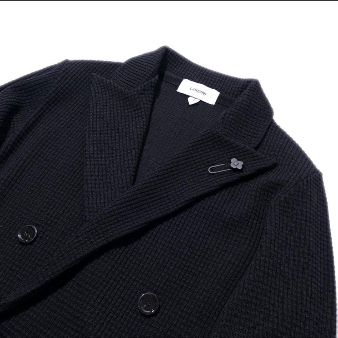 【26年1月購入】LARDINI ワッフル ニットジャケット 黒　S（M相当）
