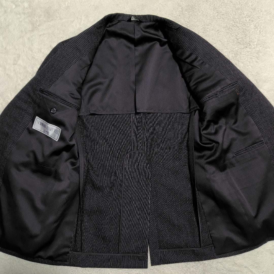 NORMAN HARTNELL スーツ 3ピース ダークグレー ストライプ
