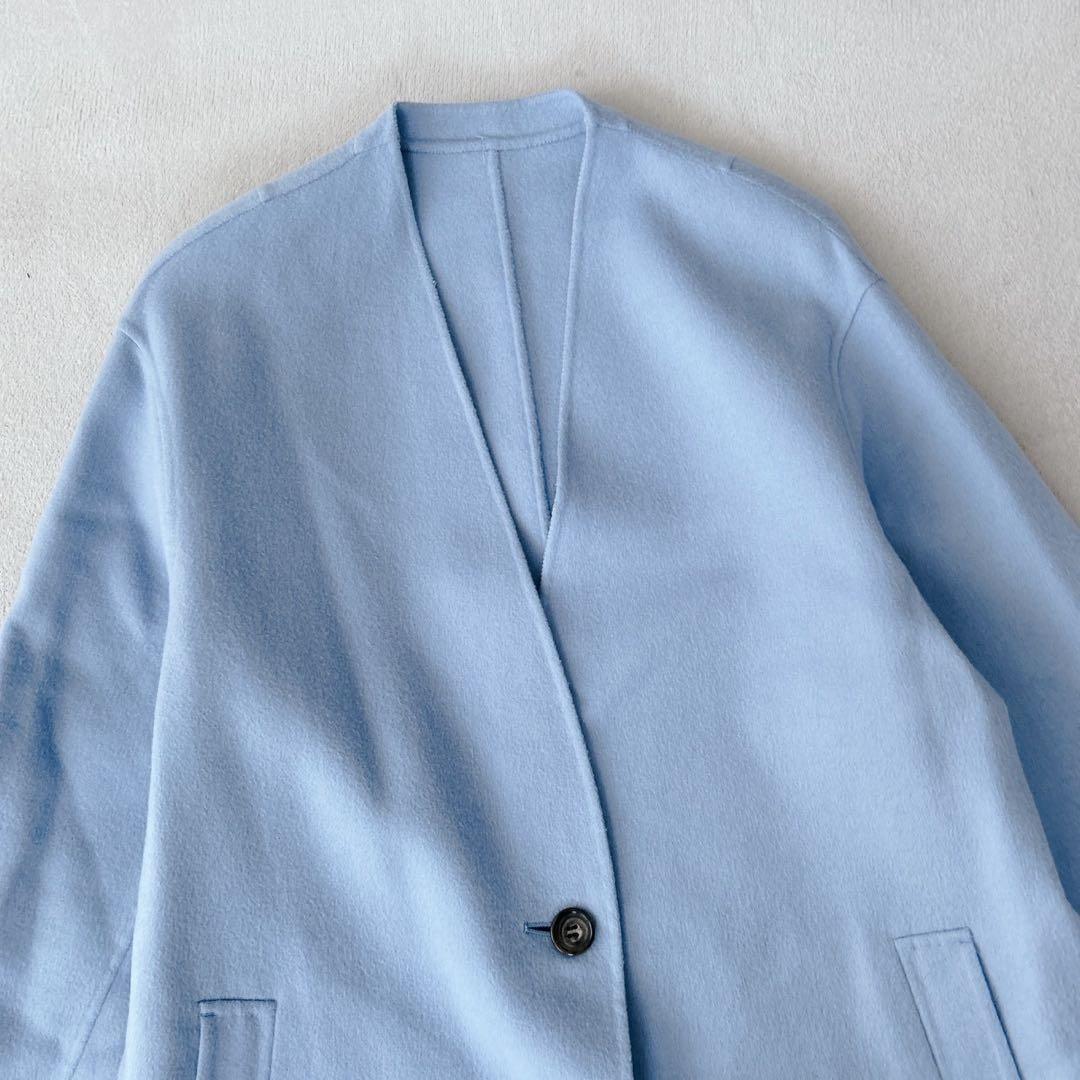 美品✨23区　ウールカシミヤリバーコート　ノーカラー　ダブルフェイス　44