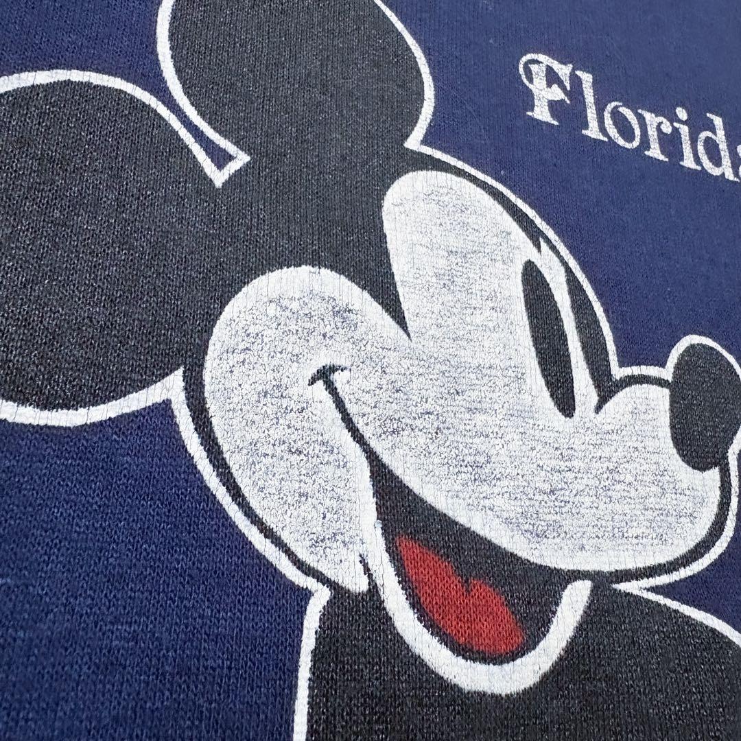 80s Disney ビンテージ 白足 ミッキー XL 紺 ネイビー USA製