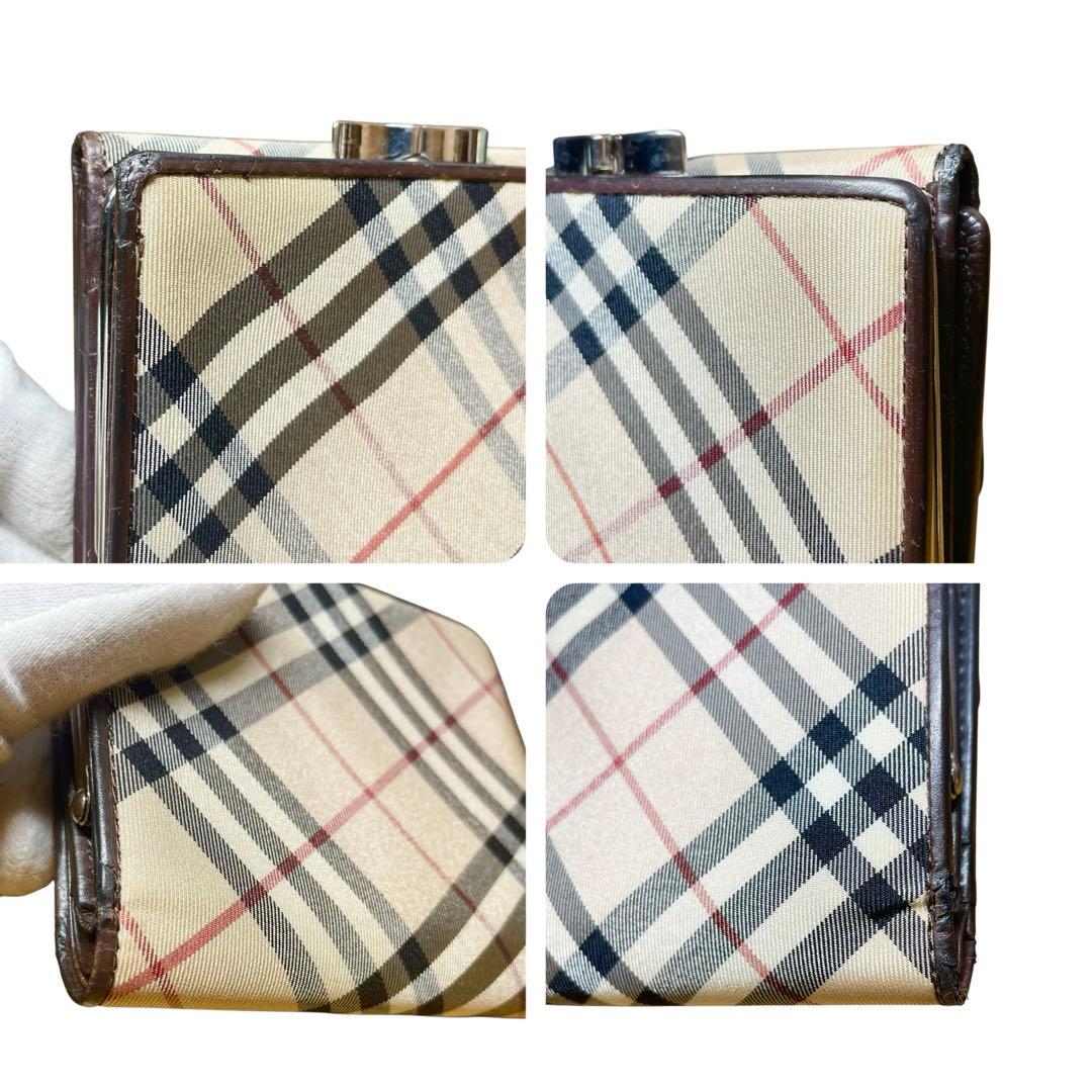良品 BURBERRY BLUE LABEL 折り財布 がま口 ノバチェック