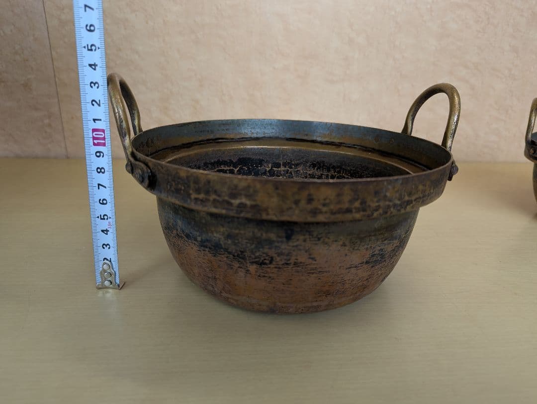 銅鍋 両手鍋 約828g レトロ アンティーク 調理器具 古道具