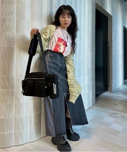 DENIM DOCKING COMBINE SKIRT　ameri