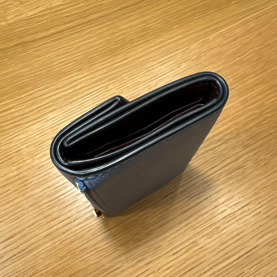 ライトブルー レザー 二つ折り財布