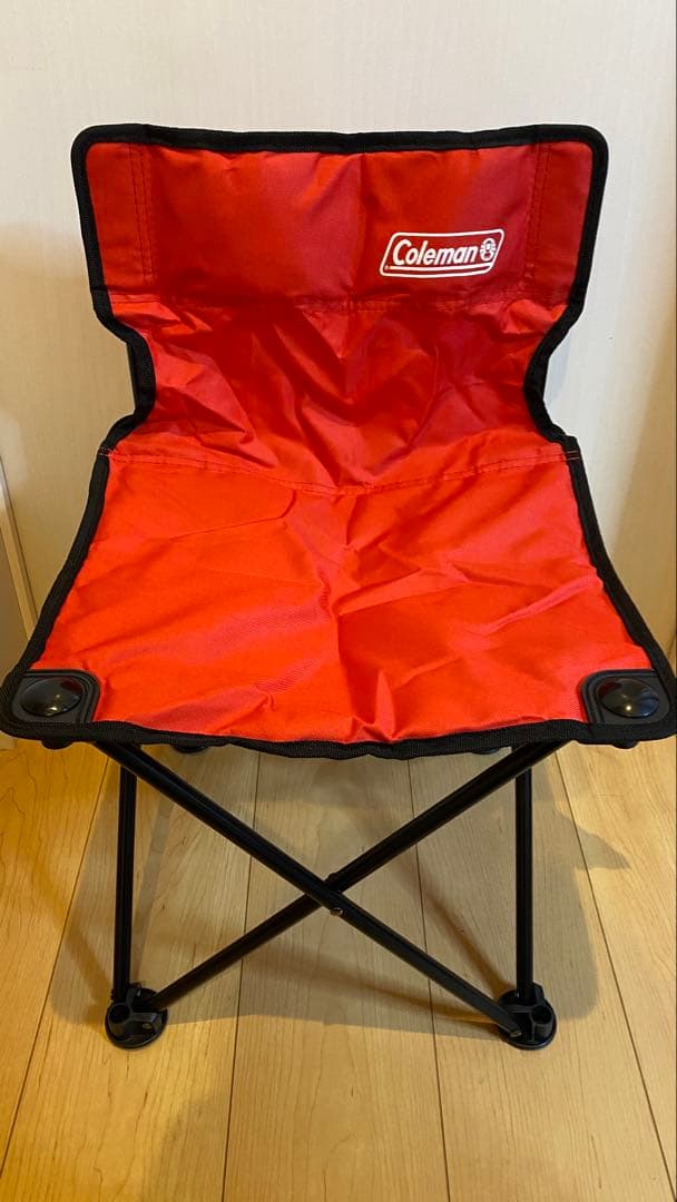 【美品】Colemanコンパクトクッションチェア レッド×ブラック4脚セット