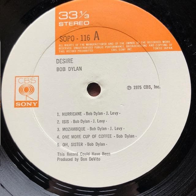 ボブ・ディラン DESIRE LP 国内盤 d950y96