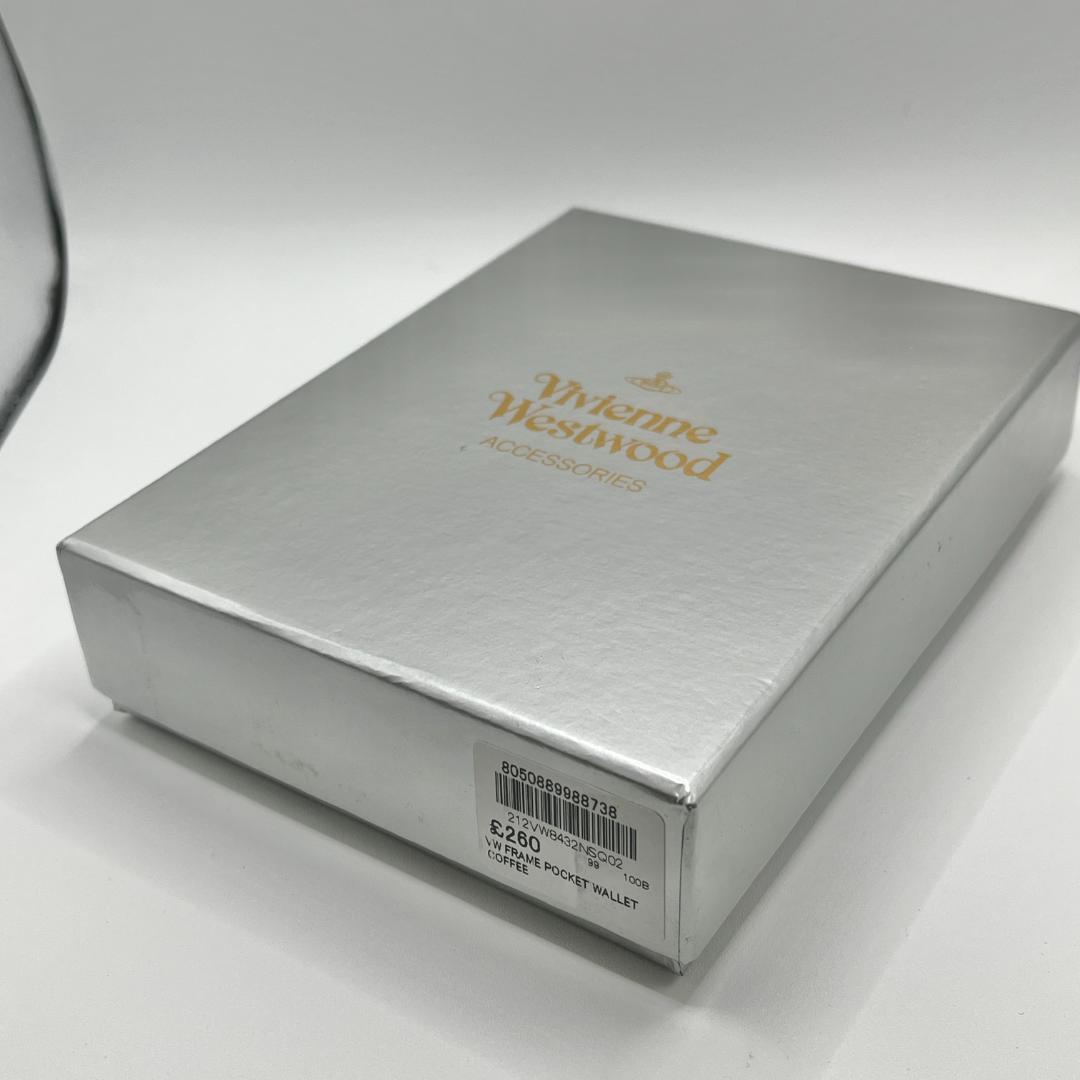 未使用 人気Vivienne Westwood 二つ折り 定番がま口 茶 金