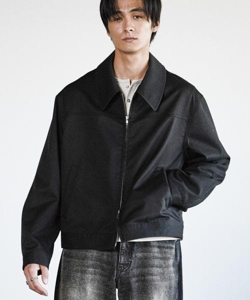 TECH WOOL GABARDINE ZIP BLOUSON ブラック XS