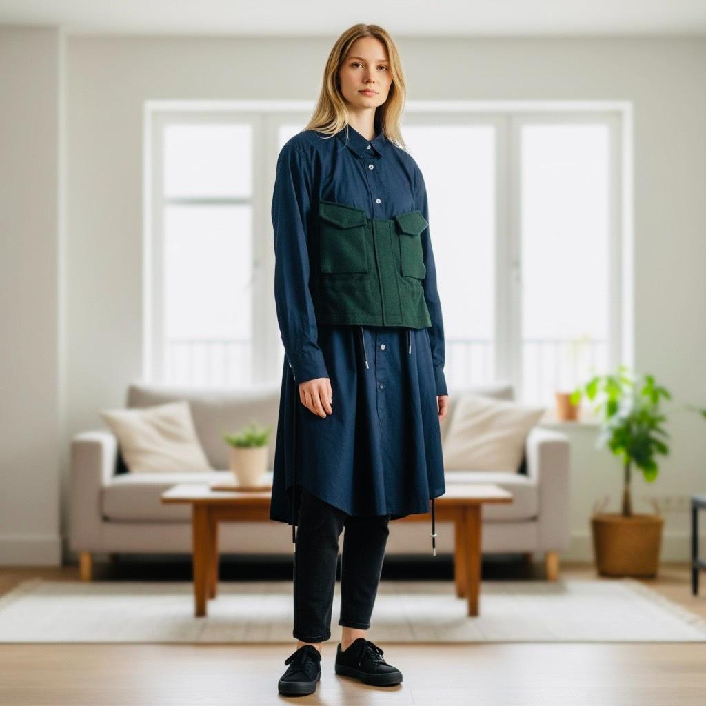 サカイ Sacai シャツ ワンピース ドレス サイズM 04729 美品 F