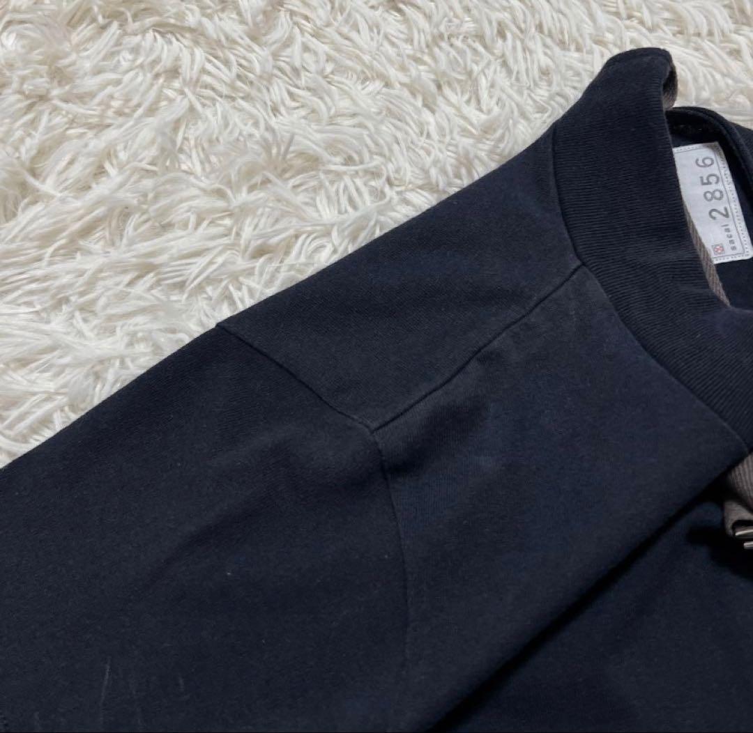sacai　ワンピース　ドッキング　レイヤード　ベルト　コットン　ネイビー　M