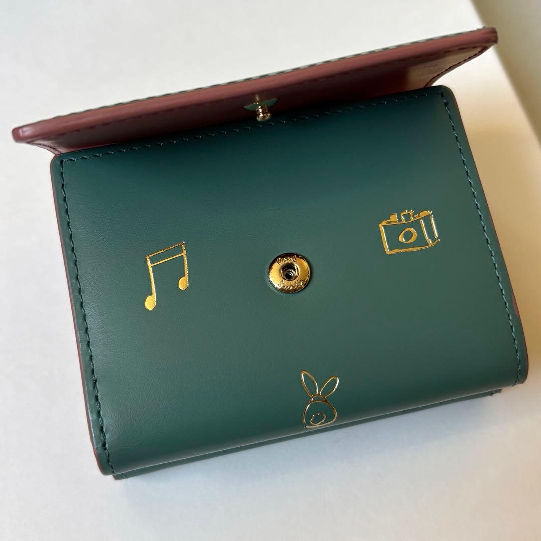 新品 Paul Smith ドゥードゥル うさぎ がま口 三つ折り財布本革
