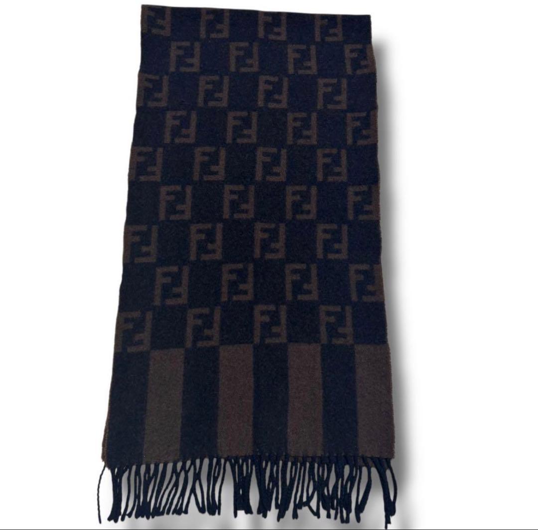 美品✴︎ 【Fendi フェンディ 】マフラー ストール ウール ロゴ ズッカ柄