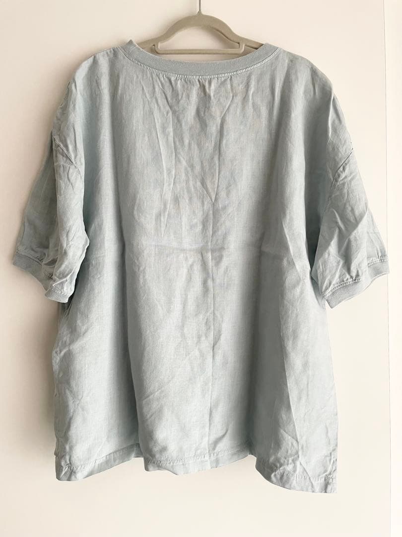 中川政七商店 ライトブルー麻布 Tシャツ レディース プルオーバー リネンシャツ