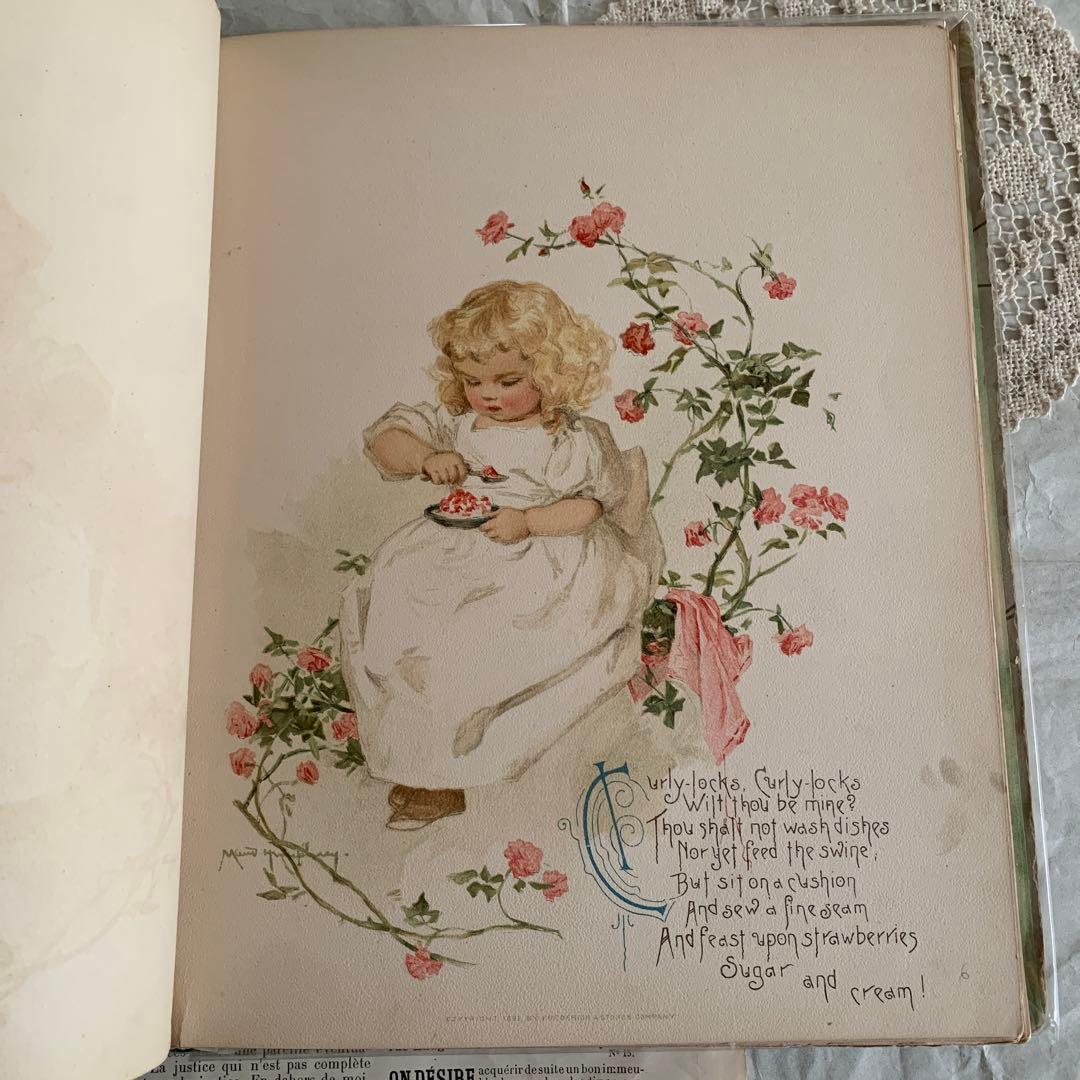 超稀少1891年アンティーク美しい挿絵の絵本マザーグース洋書モードハンフリー古書