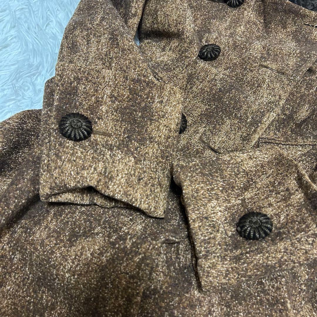 A FERRETTI ウールコート ファー衿 ダブルボタン ブラウン
