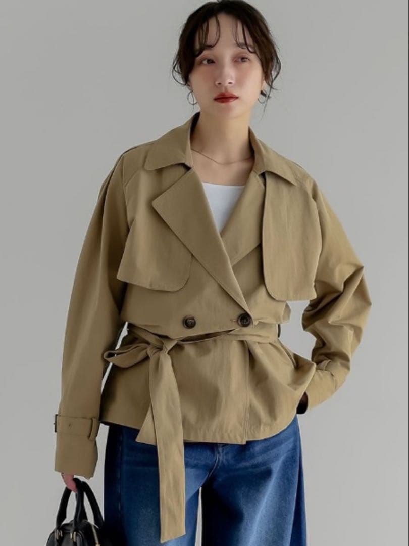 【リエディ】2Wayトレンチコート S ベージュ ダブルブレストジャケット