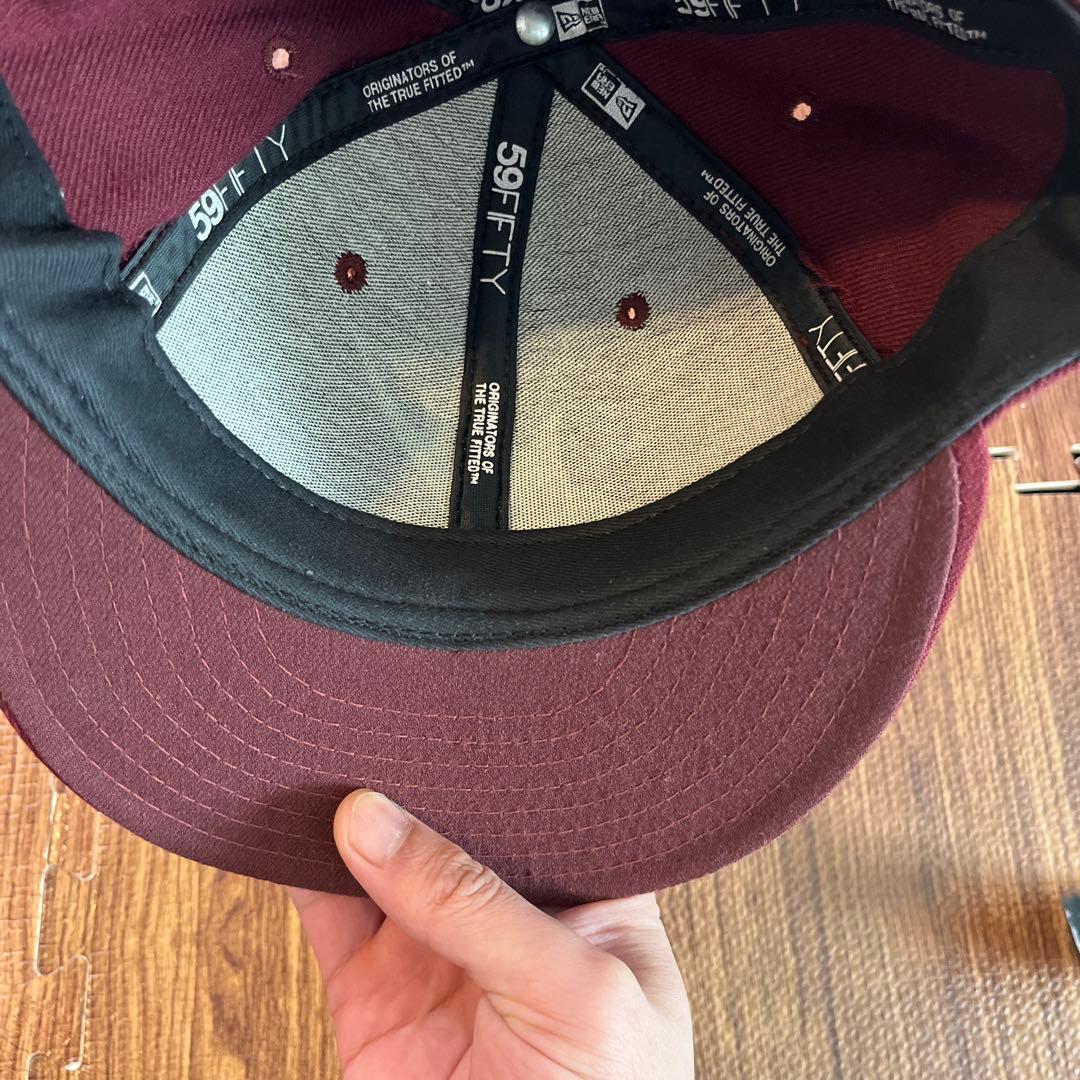 BAPE 59FIFTY バーガンディ キャップ 7 1/2