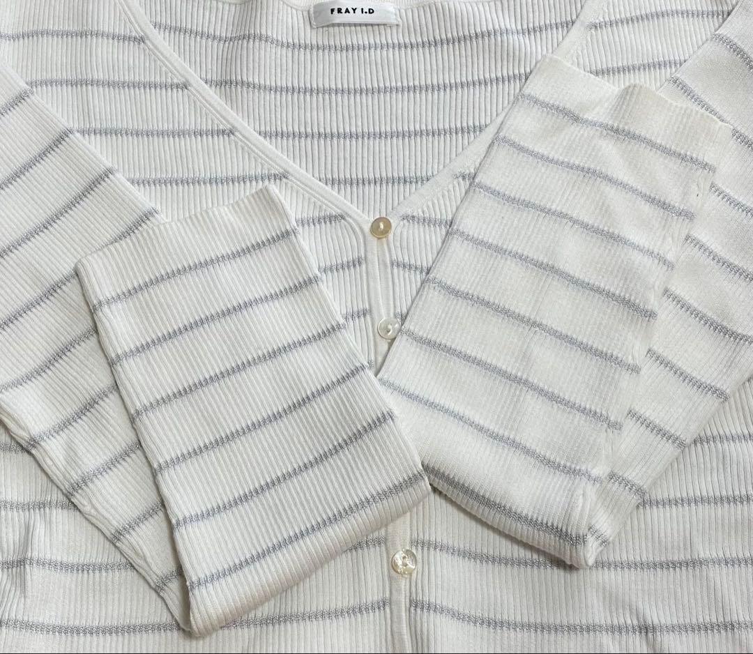 【25ss美品】FRAY I.D クロップドⅤネックリブカーディガンUVカット
