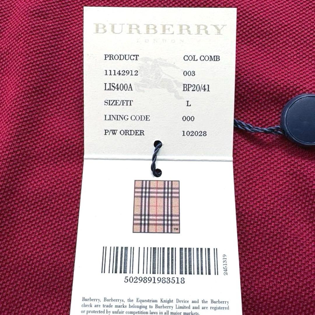 【新品タグ付き】BURBERRY 赤 レディース　半袖 ポロシャツ Lサイズ