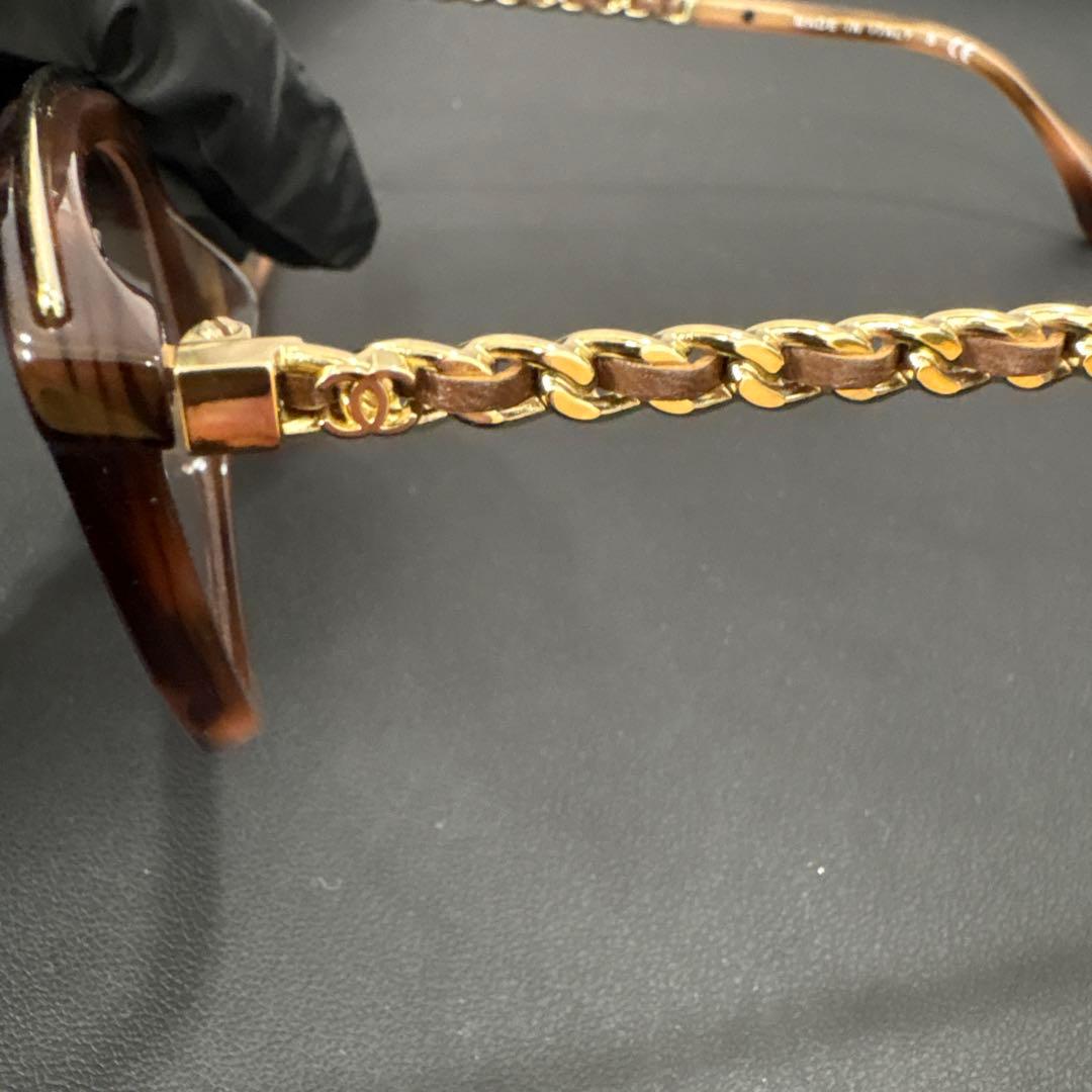 シャネル　CHANEL サングラス　3352QA 　べっ甲調　チェーン