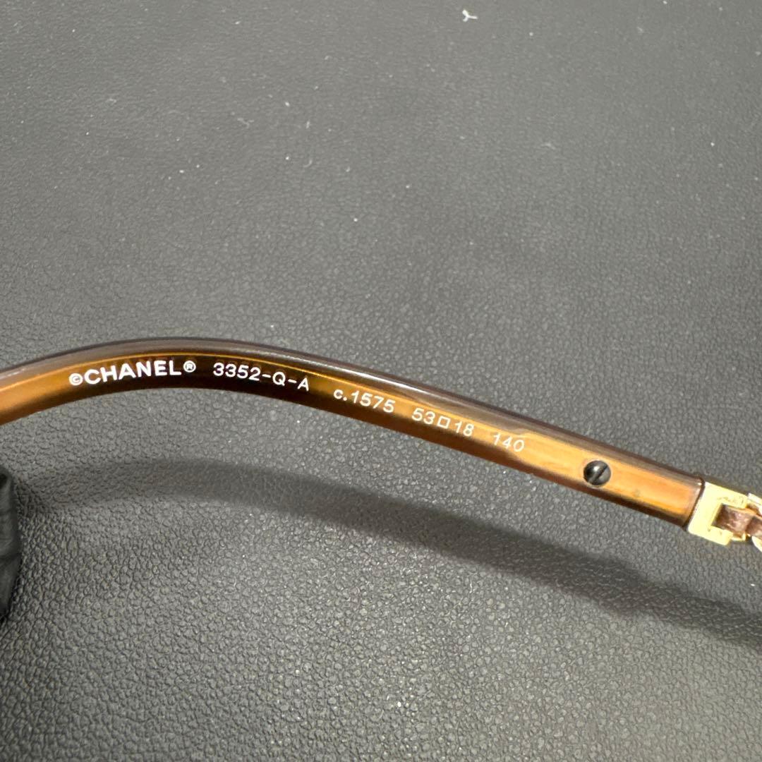 シャネル　CHANEL サングラス　3352QA 　べっ甲調　チェーン