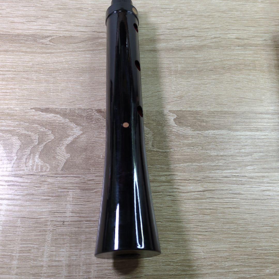 一尺七寸管　木目多孔　尺八　黒塗り