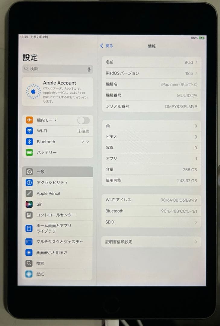 し*げ様 Apple iPad mini (第５世代) 256GB グレー