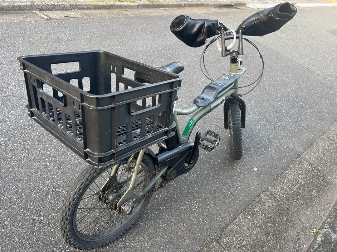 電動アシスト自転車 オリーブグリーン カゴ付き