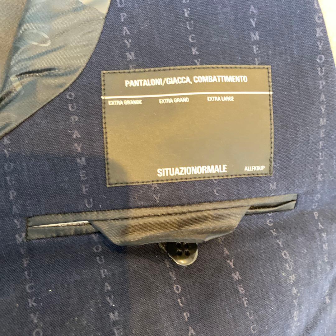 SNAFU PAY ME JKTネイビー ストライプ テーラードジャケット/XL
