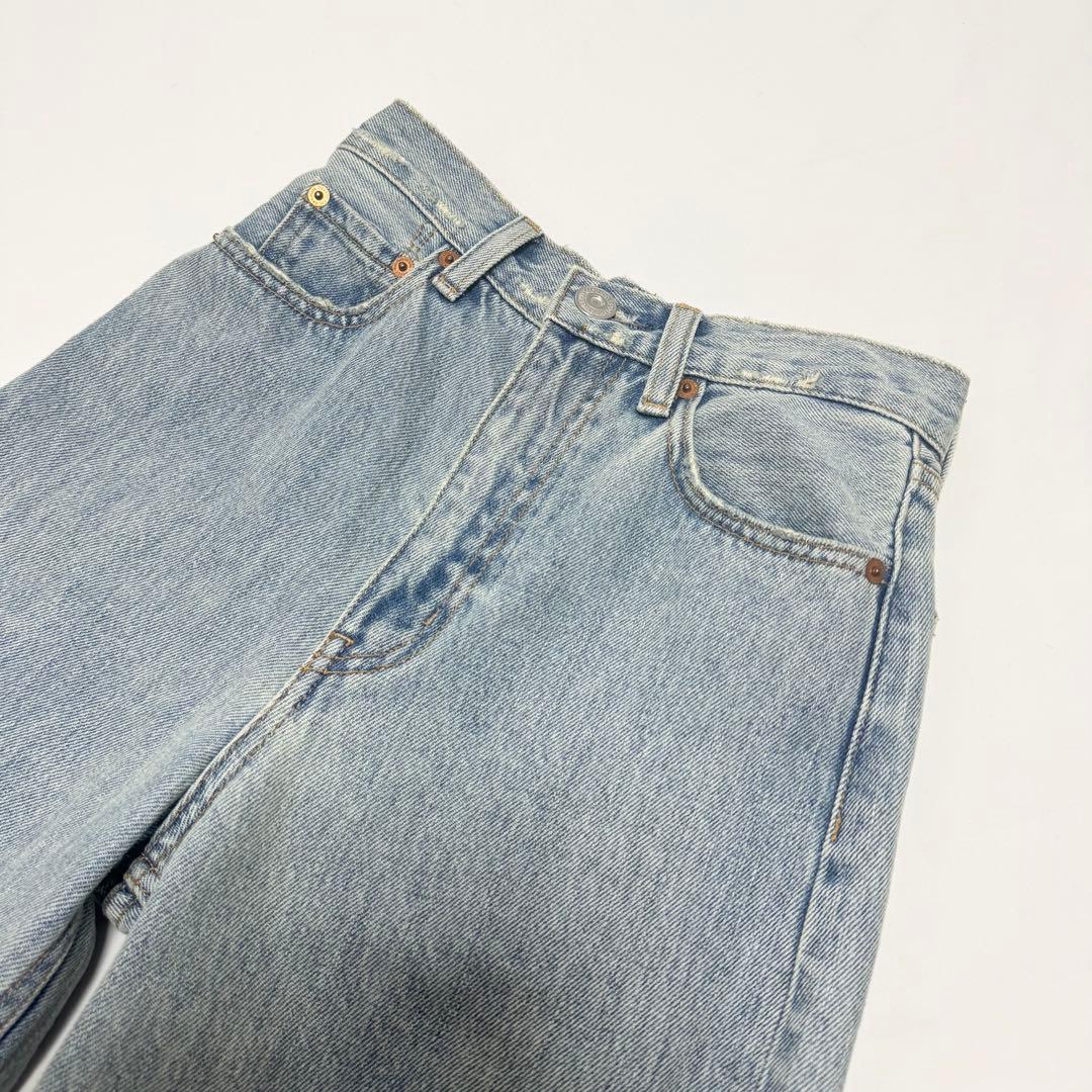 極美品　MOUSSY ハイウエスト90S ストレート　23インチ　ライトブルー
