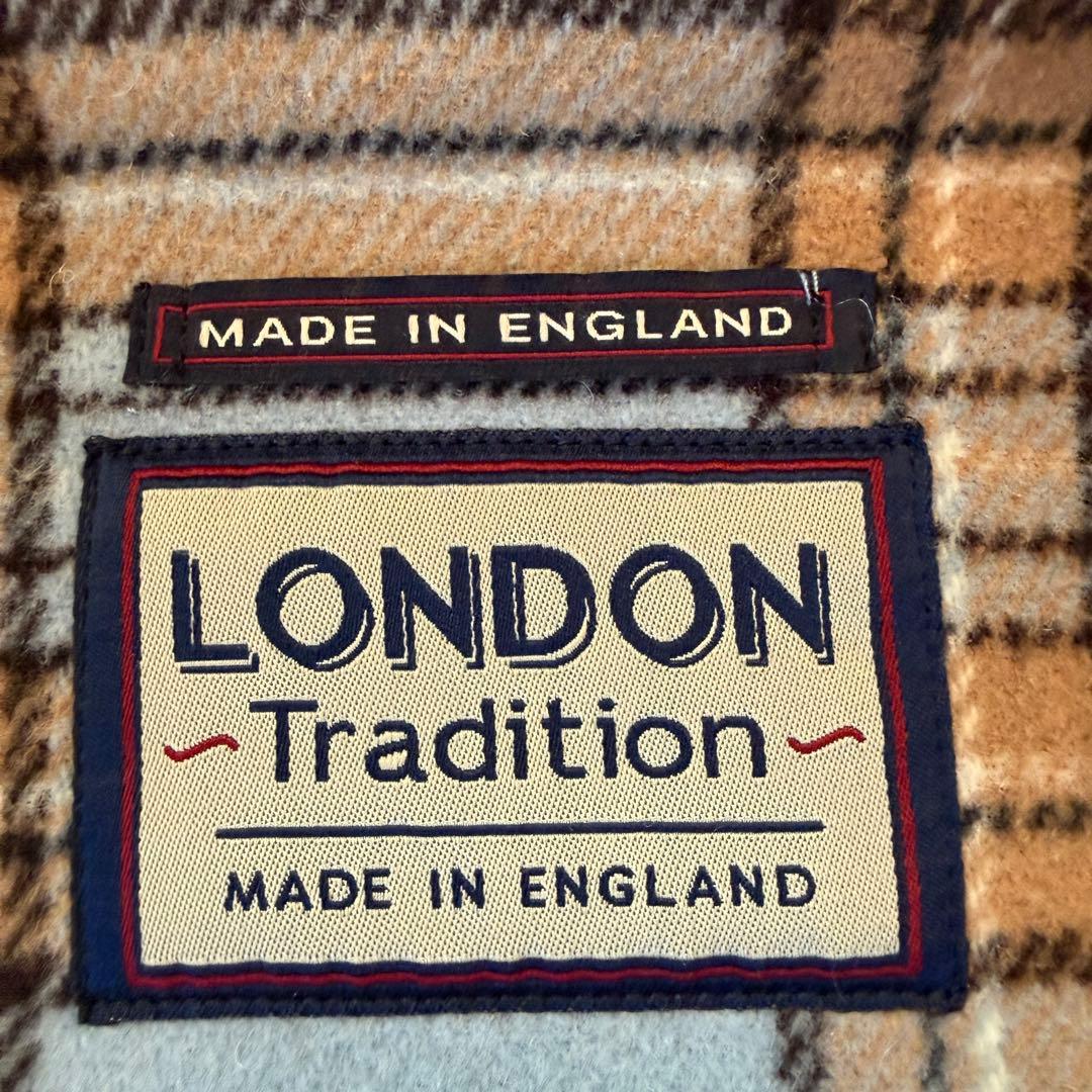 ロンドントラディション ダッフルコート チェック 英国製 トグル フード 44