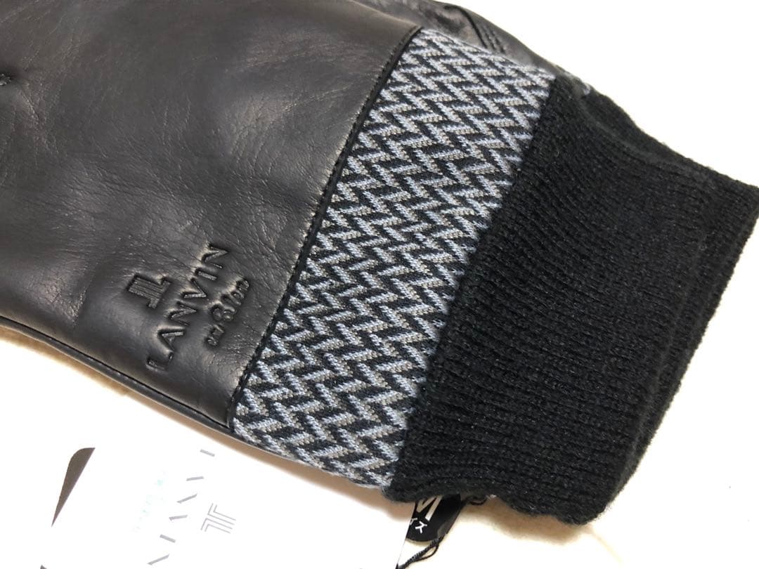 580新品LANVIN en BLue メンズ羊革レザー手袋スマホ対応
