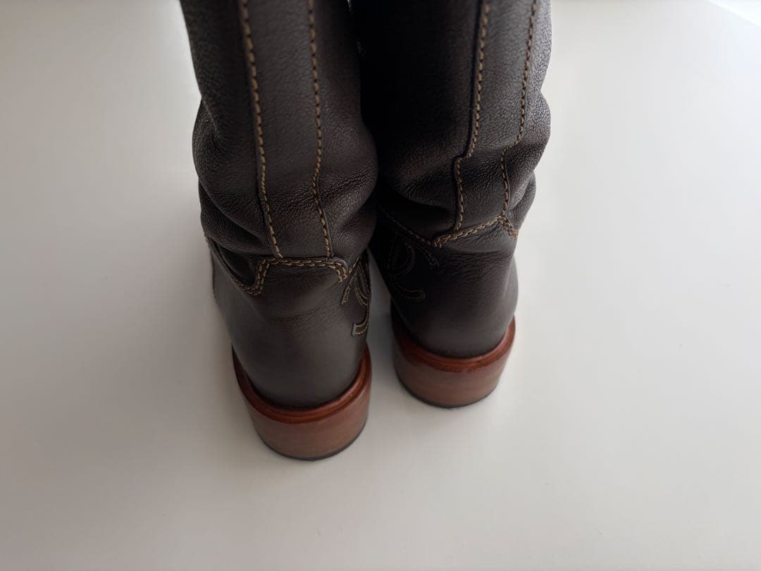 専用 CHANEL Leather CC Logo Boots 37