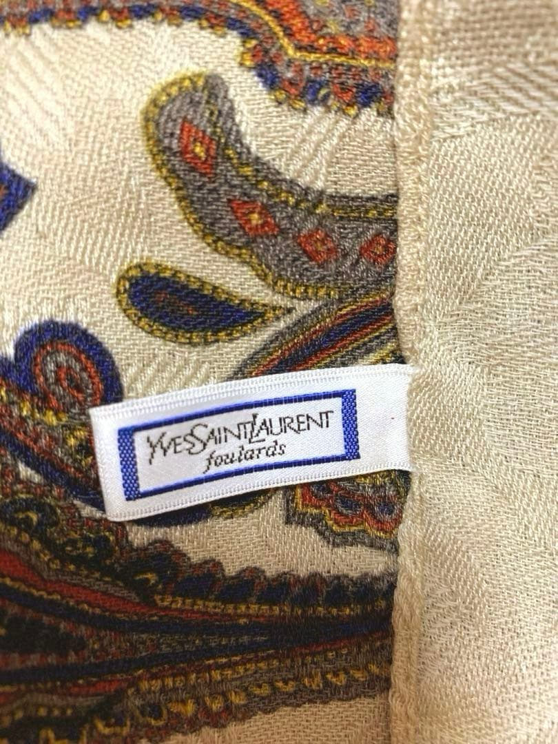 YSLサンローラン　大判ストール　ペイズリー柄